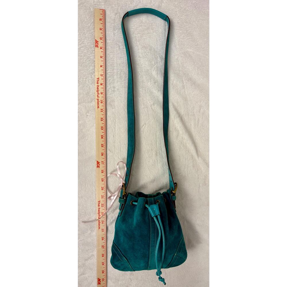 Vintage Coach Soho Suede Drawstring Cinch Bag in Turquoise Suede - Picture 12 of 15